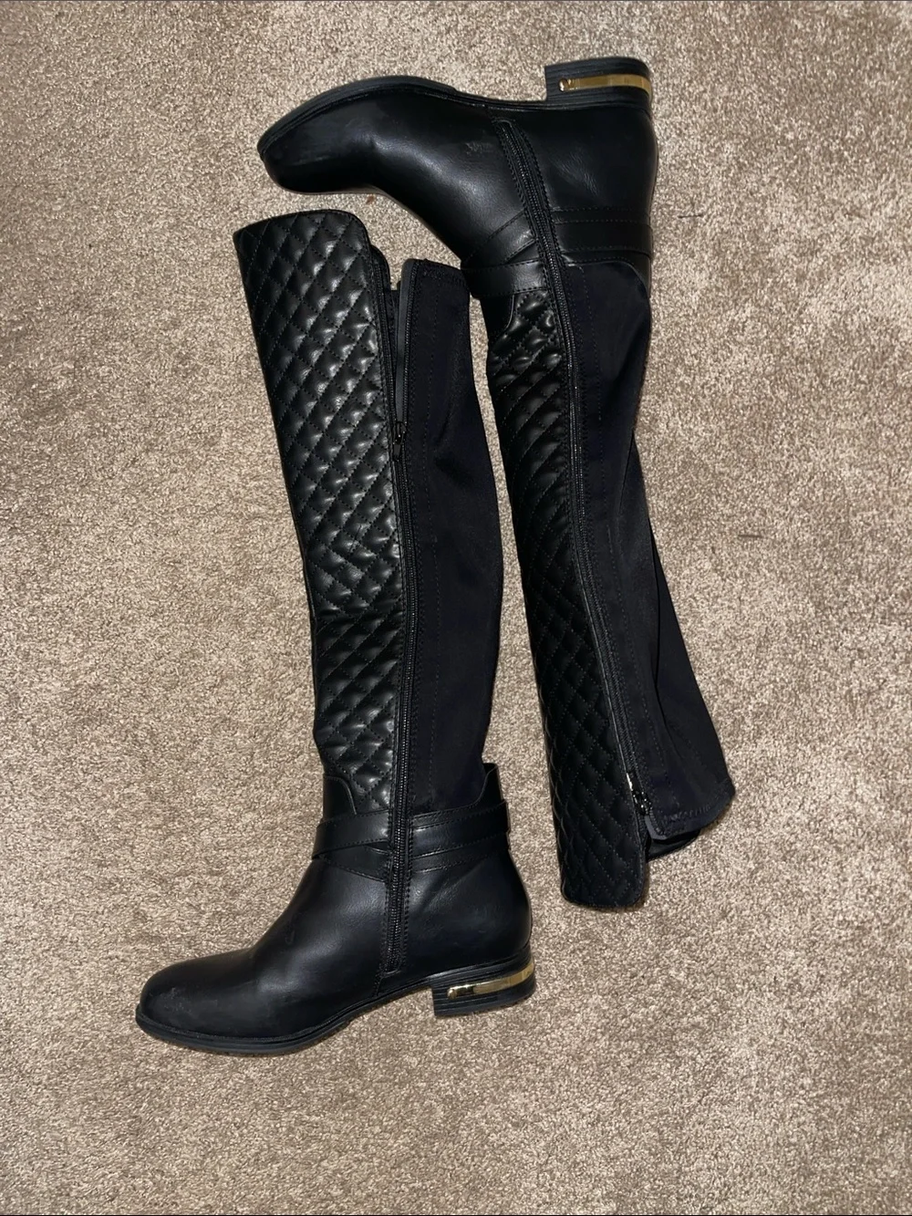 JustFab Black Quilted Over-the-Knee Riding Boots
